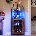 Corner Wine Cabinet Removable Design with Glass Shelves Mesh Doors Compact Sideboard and Buffet Cabinet Ideal for Home Bar and Living Room Storage