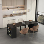 Extendable Console Kitchen Table with Extension Leaves,Black Extendable Dining Room Table for 12 Person, 27.5'' to 123'' Expandable Dining Table for Living Room Office,Extendable Desk for Small Space