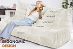 Bean Bag 3-Seater Chair Big Sofa Beanbag Chair for Adults Fireside Chair Bean Bag Lounger with Memory Foam Filled for Home,Apartment or Gaming Venue（Beige Plush）