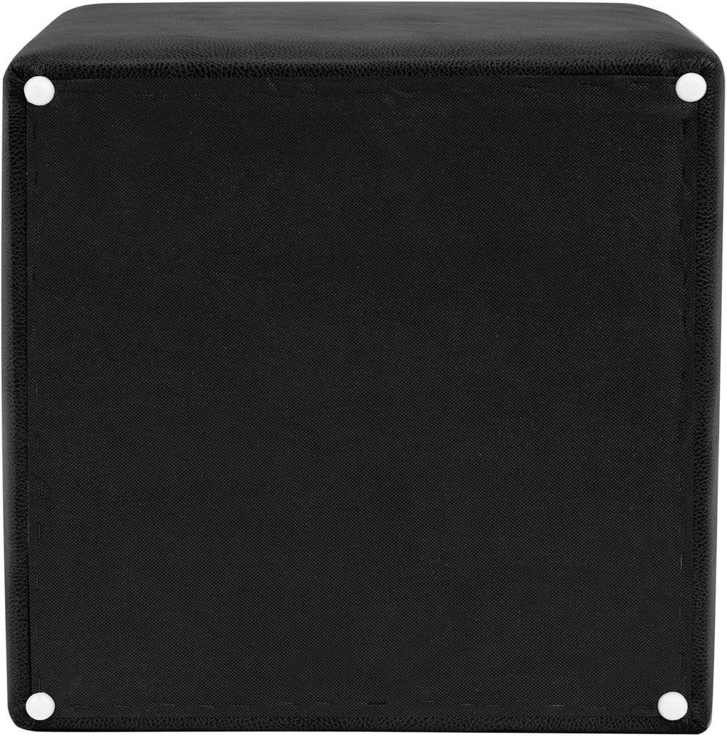 HomePop 17.5" Storage Ottoman with Tray Top - Black Faux Leather