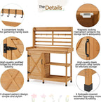 Yaheetech Outdoor Potting Bench, Large Horticulture Work Table Workstation with Storage Cabinet Shelf & Planting Working Console for Patio/Lawn/Garden - Wood