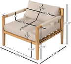 Acacia Wood Outdoor Lounge Chair, Wooden Patio Accent Chairs with Beige Rope Weave & Weather-Resistant Cushions, Comfy Reading Armchair for Porch, Deck, Garden