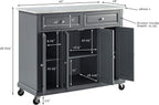 Crosley Furniture Avery Kitchen Island with Storage Shelves, Microwave Stand, Coffee Bar, Gray