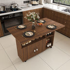 Kitchen Island with Storage, Rolling Kitchen Island on Wheels, 47" Rolling Cart with Drop Leaf, Home Bar Carts with Cabinet for Kitchen (Walnut)