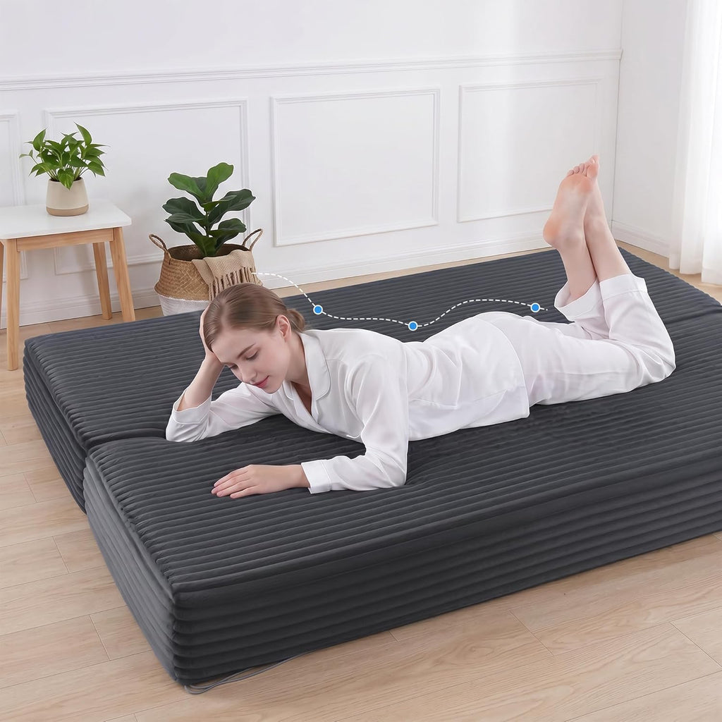 HOMBYS 8 Inch Memory Foam Futon Mattress Full Size, Split Foldable Futons Sofa Couch Bed Floor Mattress, Convertible Sofa Bed Mattress Fits Most Daybed and Futon Frames, 75" x 54"(Frame Not Included)