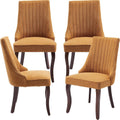 Modern Dining Chairs Set of 4, Mid Century Kitchen & Dining Room Chairs, Linen Upholstered Kitchen Chairs with Wood Legs, Sillas de Comedor, Easy Assembly, Yellow, 4 Pieces