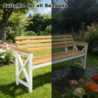 Outdoor Benches Weatherproof, Solid Wood Boards, Garden Benches, Suitable for Lawns, Terraces, Parks, and Residential Areas(White,100x40x85cm/39x16x33in)