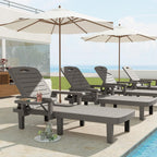 UDPATIO Resin Outdoor Lounge Chair with Armrest Set of 2, 5-Position Adjustable Patio Chaise Chairs, Waterproof Heavy Duty Pool Reclining for Beach, Lawn, Garden, and Deck，Resin A Grey