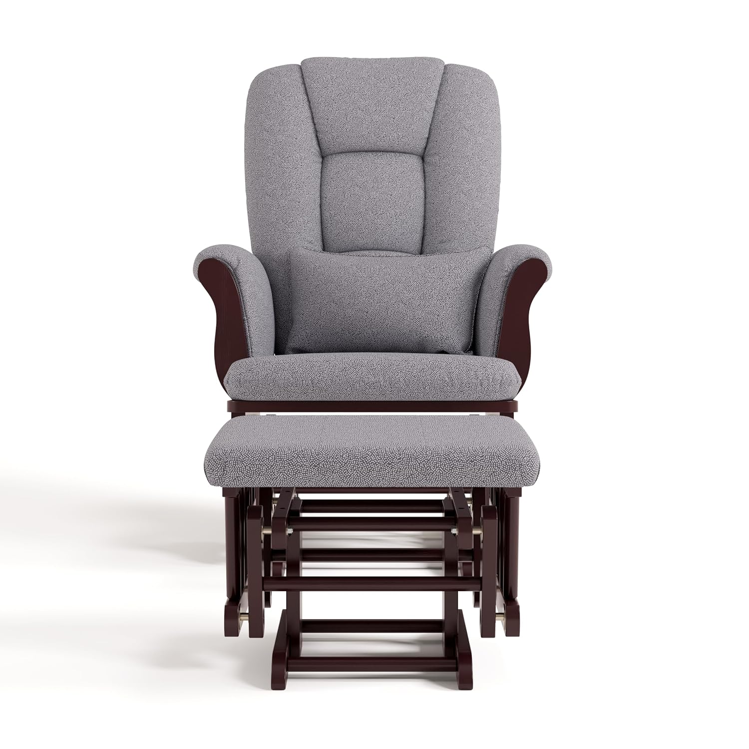 Storkcraft Tuscany Glider & Ottoman with Lumbar Pillow, Espresso/Gray Swirl