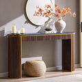 OKD Modern Fluted Console Table, 63" Long Narrow Entryway & Sofa Tables for Hallway, Tall Accent Table Behind Couch for Foyer Living Room, Dark Walnut