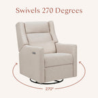 Babyletto Kiwi Plus Power Recliner and Swivel Glider with Power Headrest and USB Port in Performance Beach Eco-Weave, Water Repellent & Stain Resistant, Greenguard Gold and CertiPUR-US Certified