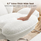 Criss Cross Office Chair with Flip Armrests, Big and Tall Criss Cross Chair with 6.7″ Plush Seat & Footrest, 135° Reclining Cross Legged Office Chair, Sherpa Fleece,White
