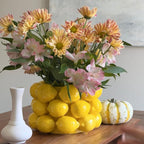 Lemon Vase -Cheery Yellow Ceramic French/Mediterranean Style Unique Vase with 3D Lemon Design- Lemon Kitchen Decor - Lemon Themed Housewarming Gift for her