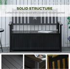 Outdoor Storage Bench, 43 Gallon Deck Box with Armrests, Outdoor Storage Box for Patio Furniture Cushions and GTools, Black