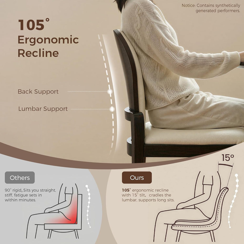 LIKIMIO Dining Chairs Set of 2, Leather Dining Chairs with Solid Wood Frame, Modern Dining Room Chairs with 350lbs Capacity and 19.6" Wide Seat, Upholstered Kitchen Chairs for Adults, Beige