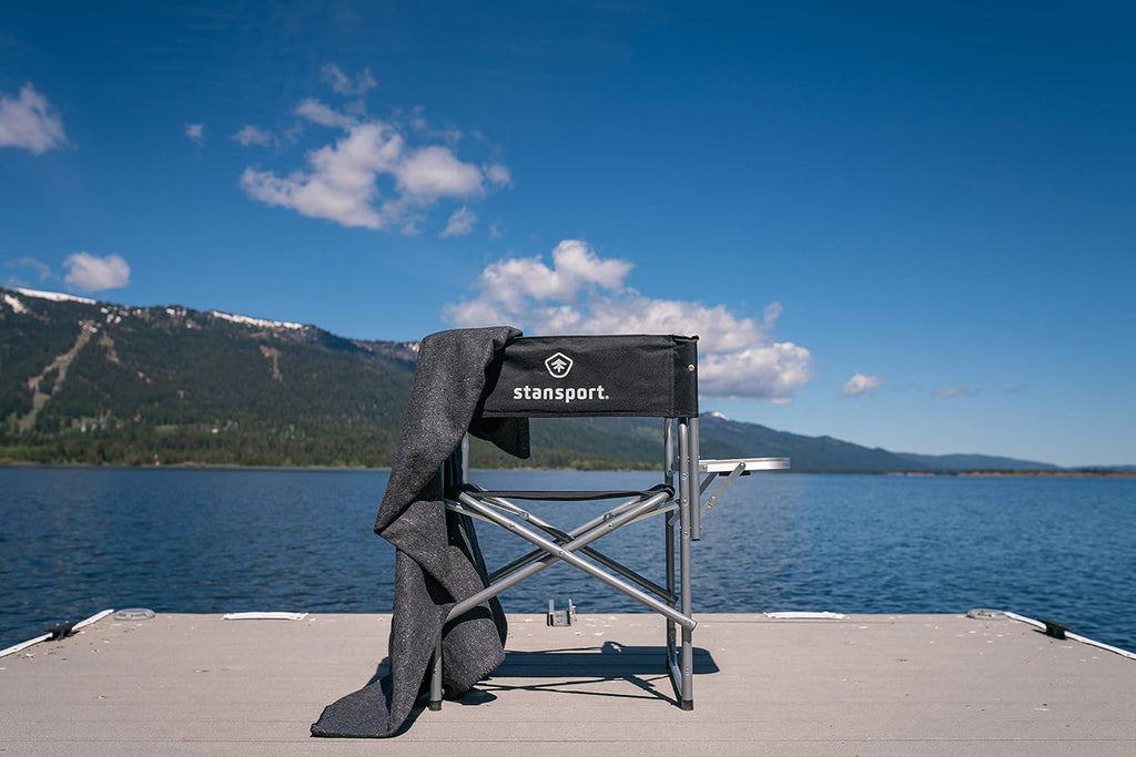 Stansport Directors Chair with Side Table, One Size, Black