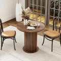 SoarFlash 31.5 Inch Round Dining Table for 2-3, Circle Farmhouse Kitchen Table with Storage Space, Wood Strip Base for Dining Room, Living Room, Lunch (Brown)