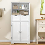 Iwell Tall Bathroom Cabinet, Storage Cabinet with Adjustable Shelves, Bathroom Storage Cabinet for Living Room, Dining Room, Entryway, White
