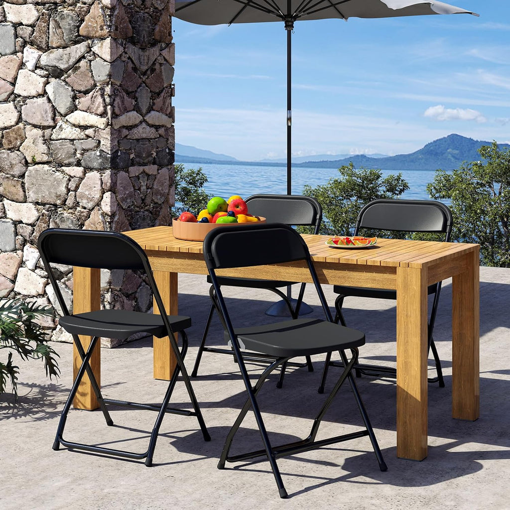 DUMOS Folding Chairs Sets of 20, 330lbs Capacity Plastic Stackable Home Office Chair, Portable Fold Up for Indoor Outdoor, Patio, Camping, Garden, Party, Black