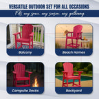 Phat Tommy Tall Adirondack Chair - HDPE Outdoor Furniture - Poly Adirondack Bar Stool - Heavy, Stress Free Furniture for Balcony, Deck, Patio, Front Porch, Cranberry Red