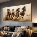 Azatyam Running Horse Wall Art Wild Horses Western Canvas Prints Brown Galloping Stallion Animal Picture Large Nature Artwork for Living Room Bedroom Office Home Decor Aluminum Alloy Frame 28" x 58"