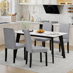 Giantex Upholstered Dining Chair Set of 2, Mid Century Modern Fabric Kitchen Chairs with Rubber Wood Legs, Thick Padded Seat, High Back, Side Armless Chairs for Living Dining Room (Gray)