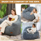Giant Bean Bag Chair for Adults, Teens and Kids, Cozy Fluffy Corduroy Beanbag Chair with Filler, Large Floor Lounge Sofa for Living Room, Bedroom, Dorm, Gaming and Reading (XL-Navy)