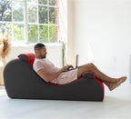 Avana Chakra Yoga Chaise - 2 Adjustable Headrests & Handles with Adjustable Straps, Micro-Velvet/Microloop, Red & Grey