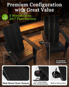 MXIMU Adirondack Chairs Set of 4 Outdoor: 450lb Capacity&33in Tall Backrest Oversized Modern Adirondack Chairs - Comfortable All-Weather Fire Pit Chair - Easy Assembly True Wood Grain Lawn Chair