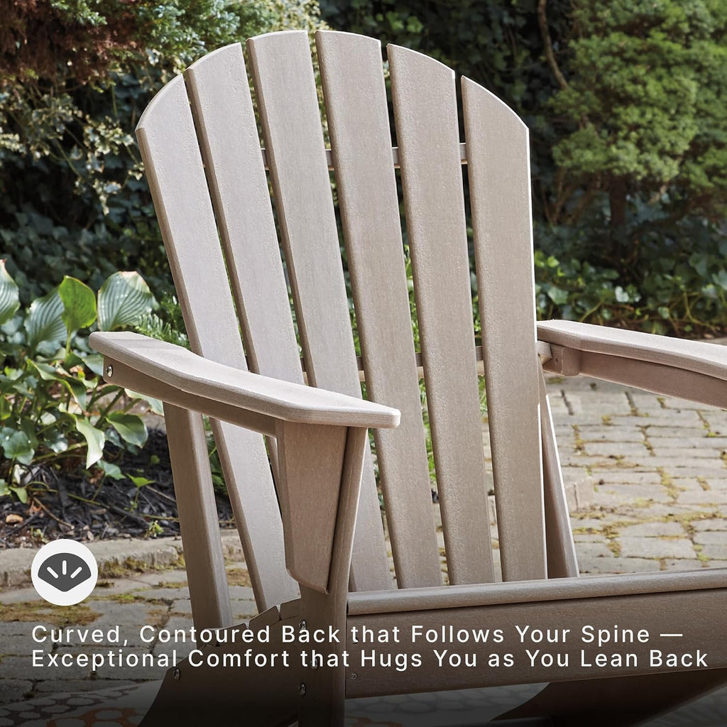 Signature Design by Ashley Sundown Treasure Outdoor Patio HDPE Adirondack Chair, Light Brown