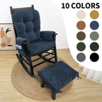 5 PCS Glider Rocker Replacement Cushions with Storage Side Pocket, Luxuriy Chenille Fabric Foam & Microfiber Filling, Thickened & Supportive Rocking Chair Cushion Set, Dark Blue