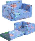 inhand Toddler Chair Comfy,2-in-1 Soft Toddler Couch Fold Out for Kids,Convertible Sofa to Lounger,Gift for Girls and Boys Birthday,Truck