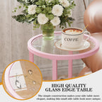 Easy Paws C Table Side End Table, Small Round Couch Sofa Tray Snack Table for Living Room, Bedroom,Accent Coffee Table,TV Tray Table for Small Space, Nightstand with Metal Frame(Pink)