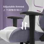 KORNOX Ergonomic Gaming Chair Fabric for Adults,Office Chair High Back,Game Chair Cloth Height Adjustable for Teens,Game Chair Racing with Headrest and Lumbar Support for Girl,White and Purple