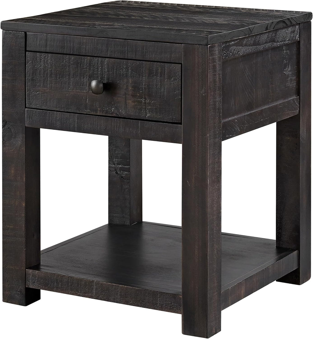 Alaterre Furniture Durham Bedroom Nightstand - 20in Small Side Table Set with Storage Drawer and Shelf - Solid Wood Modern Farmhouse Night Stands for Living Room or Bedroom (Dark Brown)