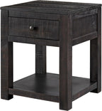 Alaterre Furniture Durham Bedroom Nightstand - 20in Small Side Table Set with Storage Drawer and Shelf - Solid Wood Modern Farmhouse Night Stands for Living Room or Bedroom (Dark Brown)