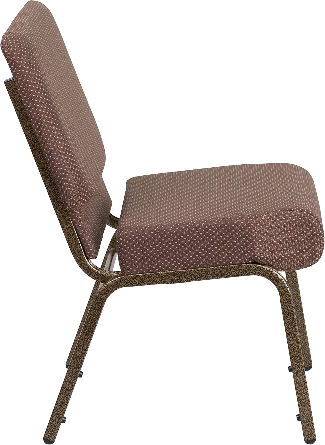 EMMA + OLIVER 4 Pack 21" W Stacking Church Chair in Brown Dot Fabric - Gold Vein Frame
