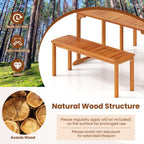 RELAX4LIFE Wood Patio Outdoor Bench - 48’’ Backless Acacia Wooden Dining Bench w/Slatted Seat, 2-Person Farmhouse Indoor Outside Furniture for Entryway Garden Park Porch Poolside, 800LBS Max Load (1)