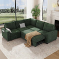 Vesgantti 88.4" Sectional Sleeper Sofa with Pull Out Bed, 5 Seater L Shaped Modular Sectional Couch with Storage, Comfy Chenille Modular Couch for Living Room, Bedroom, Apartment, Green
