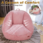 Giant Bean Bag Chair for Adults Teens and Kids, Cozy Fluffy Corduroy Beanbag Chair with Filler Large Floor Lounge Sofa for Living Room, Bedroom(L-Rose)