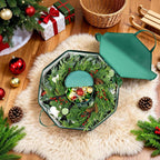BrilliantJo Wreath Storage Hard Shell Christmas Decorations Case Bag with Interior Pockets 600D Oxford Fabric 24 Inch Xmas Container Box for Holiday Zipper and Handles Labeling Card Slot Green