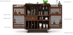 BDI Furniture Corridor 5620-36'' Bar Cabinet with Louvered Doors, Wine and Bottle Storage, Adjustable Shelf, Storage Drawer, Stemware Rack and Glass Top, Charcoal Stained Ash