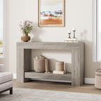 Garvee Farmhouse Console Table for Living Room, Long Console Table for Entryway, 2-Tier Large Sofa Table with Storage, Entryway Entry Table for Entrance, Hallway, Grey, 47"