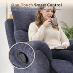 ANJ Swivel Rocker Recliner Chair Nursery Manual Glider Rocking Recliner Chairs for Adults, Fabric Rocking Chair Nursery, 360° Swivel Lazy Boy Recliner Chairs for Living Room, Slate Blue