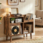 MAHANCRIS Record Player Stand with Vinyl Storage, Large Turntable Stand Cabinet Holds up to 250 Albums, Mid Century Record Storage for Living Room, Bedroom, Rustic Brown MSRB0201