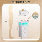 WLIVE Nightstand with Charging Station, 31.9" H Nightstand with 3 Fabric Drawers, LED Bedside Table with USB Ports and Outlets, End Table for Dorm, Bedroom, Entryway, White