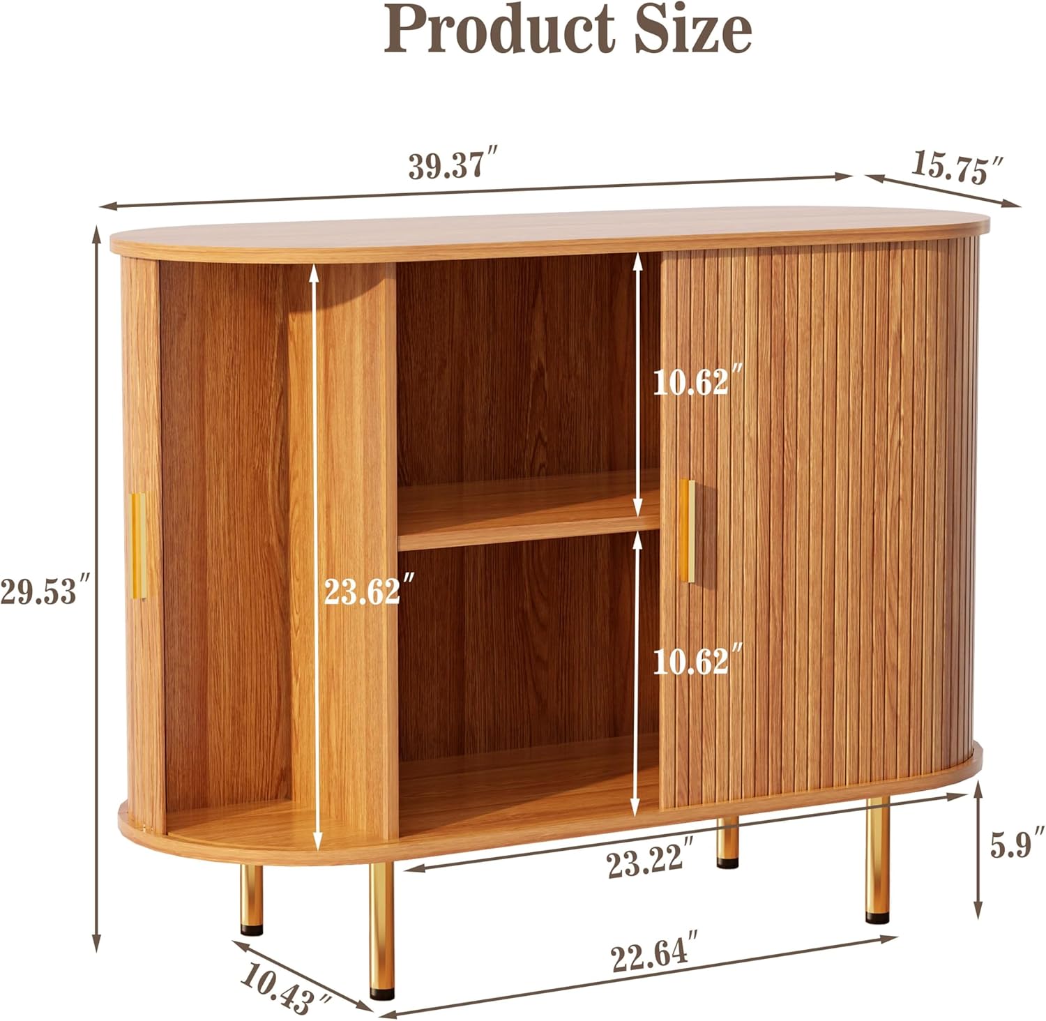 Sideboard Buffet Cabinet with Storage, 40 Inch Mid Century Modern Fluted Credenza with Sliding Door & Adjustable Shelf, Coffee Bar Cabinet for Kitchen, Living Room, Entryway