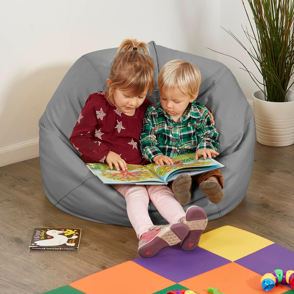 FDP SoftScape Classic 35" Standard Bean Bag Chair, Furniture for Kids, Perfect for Reading, Playing Video Games or Relaxing, Alternative Seating for Classrooms, Daycares, Libraries or Home - Gray