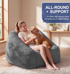 Hobestluk Bean Bag Chair Plush Accent Chair Armrest Living Room Adult Brown | Memory Foam Filled Oversized Large Cozy Comfy Plush Chair Lazy Sofa Living Room Bedroom Dorm Reading Gaming Washable cover