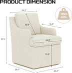 VKNOW Upholstered Dining Chairs Set of 2, Modern Kitchen Chairs Dinner Chairs with 4 Casters, Chenille Armchair for Bedroom Reading Room Living Room, Beige